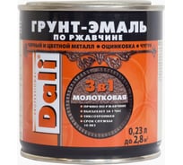 Молотковая грунт-эмаль по ржавчине 3 В 1 DALI Серебристая 0,23 Л 6 53532