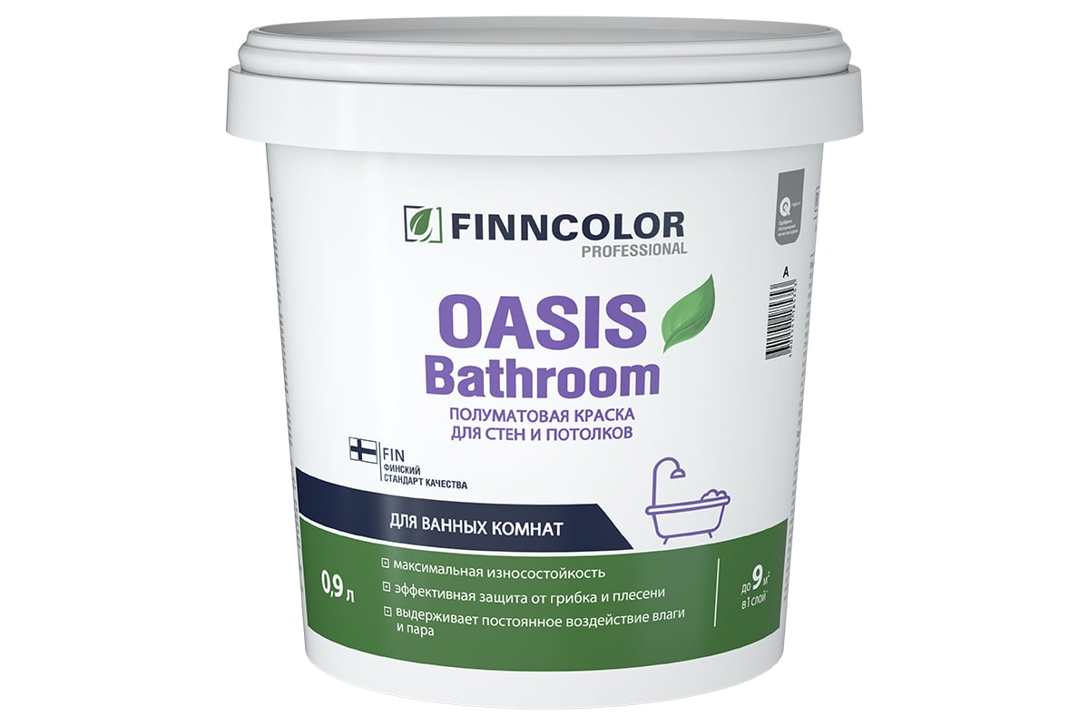 Краска для влажных помещений Finncolor OASIS BATHROOM A п/мат 0,9л 700009647