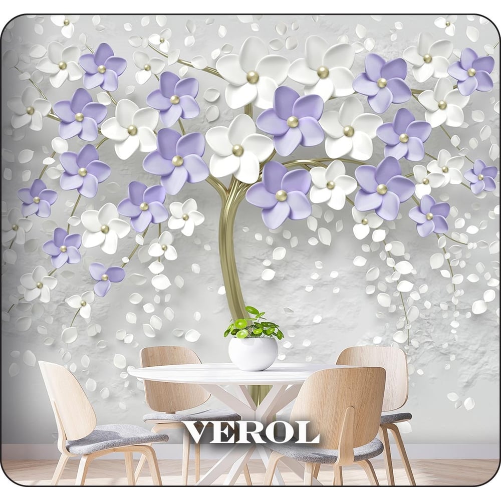 Фотообои на стену флизелиновые Verol 3D Дерево с лавандовым цветом ...