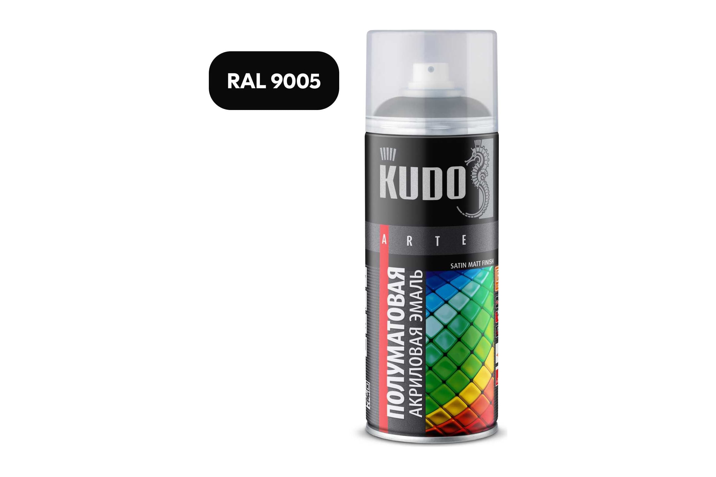 ЭмальуниверсальнаяакриловаяKUDOsatinRAL9005чёрнаяKU-0A9005