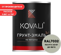 Грунт-эмаль 3 в 1 KOVALI полуглянец Галечная серая RAL 7032 (0,8кг) kov3.2.1.A.7032.0.8pg