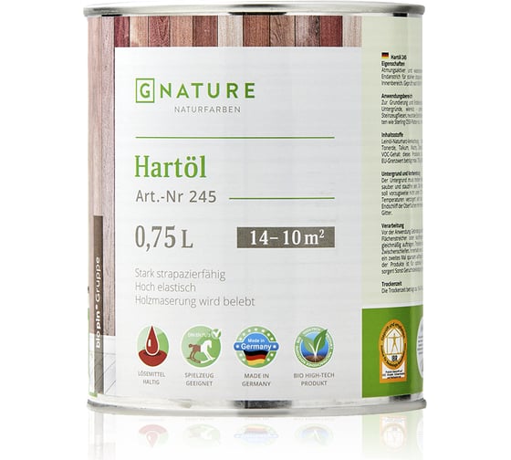 Твердое масло Gnature 245 Hartol, цвет: GN 3001, 0.75 л 2450075CGN3001