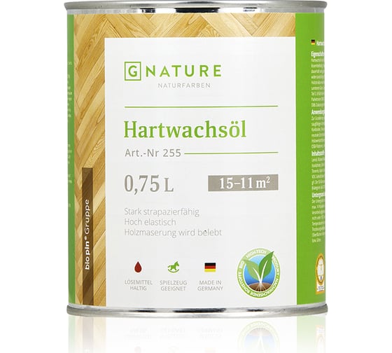 Масло с твердым воском Gnature 255 Hartwachsol, бесцветное 0.75 л 255-750-GN 2550075 1