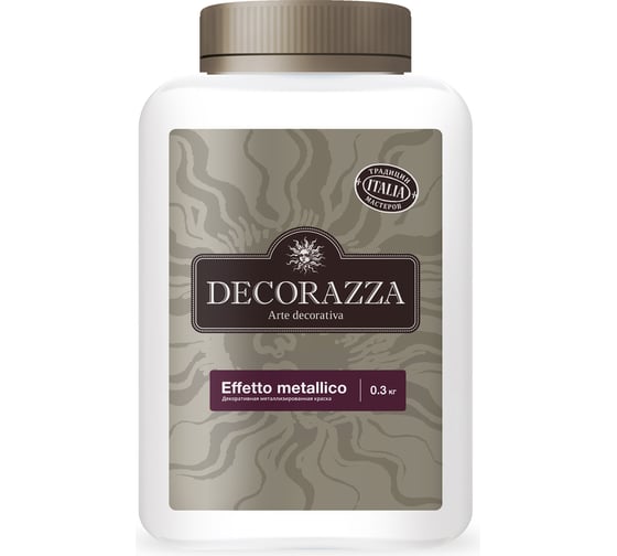 Декоративная металлизированная краска DECORAZZA Effetto metallico Argento EM 001 0.3 л DEM001-03 1
