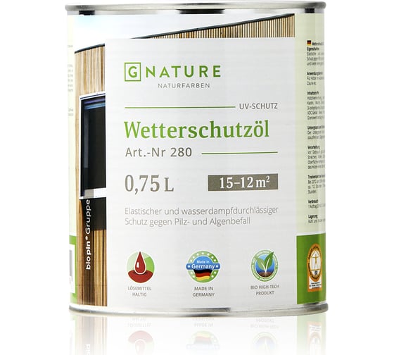 Защитное масло для внешних работ Gnature 280 Wetterschutzol, цвет GN 2046 0.75 л 2800075CGN2046 1