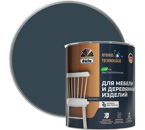 Краска Dufa для мебели и деревянных изделий тёмно-серая 0,75 л МП00-012549
