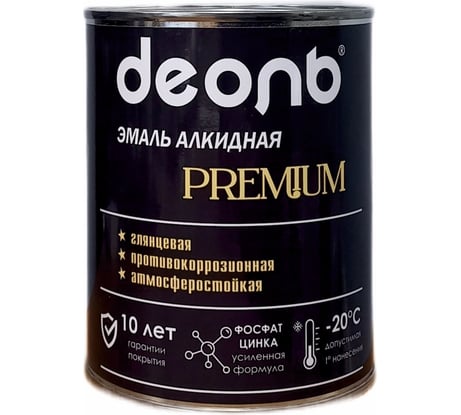 Алкидная эмаль с фосфатом цинка Деоль PREMIUM белая RAL 9016 глянцевая 0,75л DPREMW1