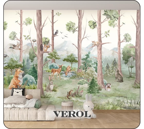 Флизелиновые фотообои на стену Verol 3D Детский лес 500x283 см, 14,15 м2 224-ФФО-05850