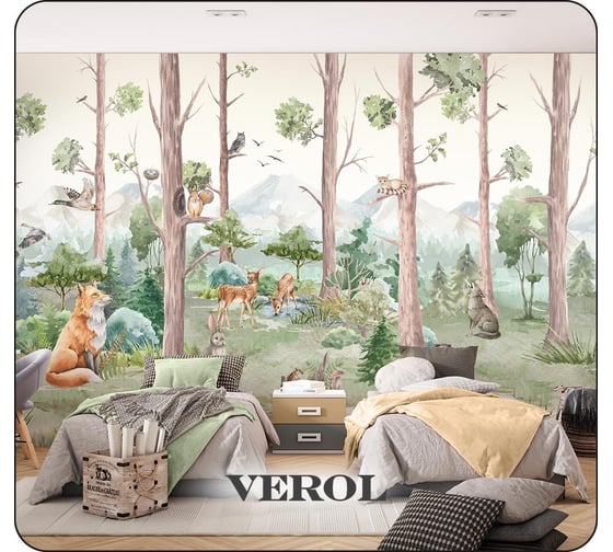 Флизелиновые фотообои на стену Verol 3D Детский лес 500x283 см, 14,15 м2 224-ФФО-05850