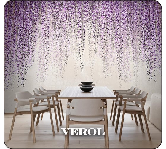 Флизелиновые фотообои на стену Verol 3D Глициния 500x283 см, детские, в спальню 3д фото обои для кухни моющиеся виниловые 222-ФФО-05617/