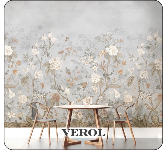 Флизелиновые фотообои на стену Verol 3D Цветы Шинуазри 500x283 см, 14.15 м2, 3д фото обои для кухни моющиеся виниловые, в детскую, интерьерное покрытие 3d эффект в спальню, декор для дома 221-ФФО-05785/
