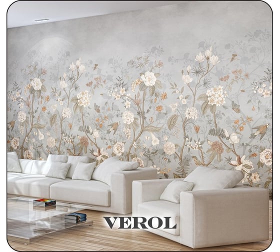 Флизелиновые фотообои на стену Verol 3D Цветы Шинуазри 500x283 см, 14.15 м2, 3д фото обои для кухни моющиеся виниловые, в детскую, интерьерное покрытие 3d эффект в спальню, декор для дома 221-ФФО-05785/