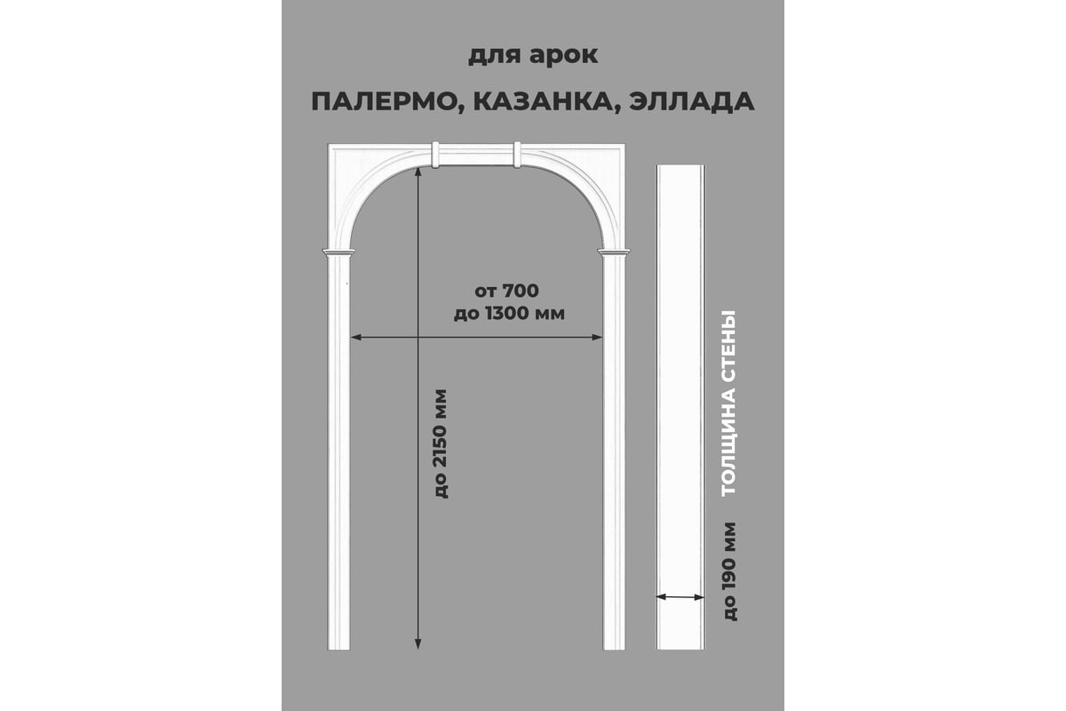 Арка Лесма стиль Казанка ПВХ графит 700-1300х190х2150 со сводорасширителем  К-2П-Г