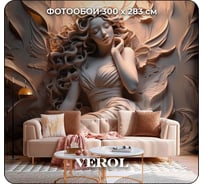 Флизелиновые фотообои на стену Verol 3D Девушка барельеф 300x283 см, 8,49 м2, в спальню, для кухни, моющиеся виниловые 218-ФФО-05882