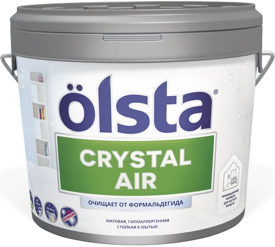 Краска с функцией нейтрализации формальдегида OLSTA CRYSTAL AIR БАЗА A 2.7 л OCAA-27 1