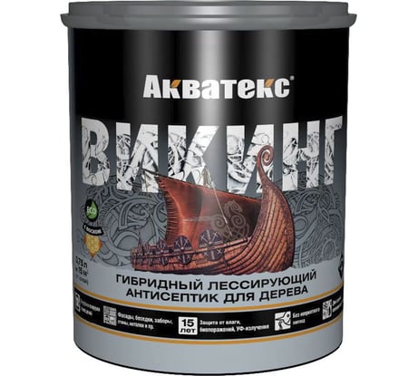 Антисептик для дерева Акватекс Викинг 65078, лессирующий, полуматовый, 0,75 л, орех 272518