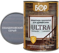 Защитная пропитка для дерева Бор Ultra для наружных работ, Скандинавский серый 8 кг 4690417098781