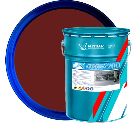 Краска Акромат 200, защитная композиция /25 кг/ кр. коричневый 1312
