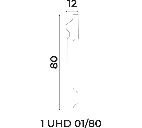 Плинтус UHD POLYMER 1 UHD 01/80 80x12x2000 Белый под покраску УТ000080883