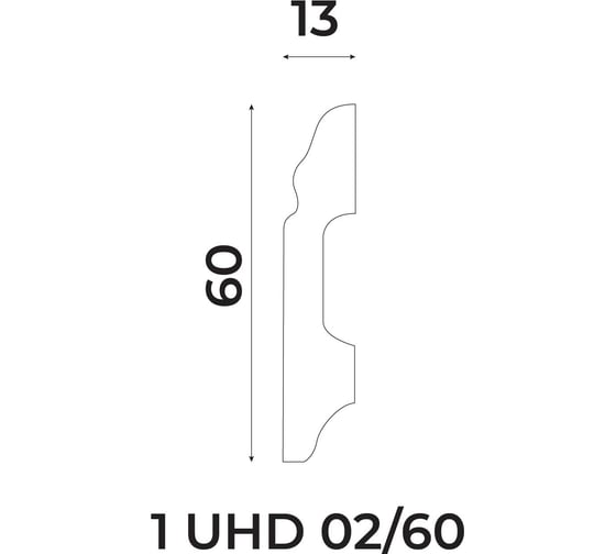 Плинтус UHD POLYMER 1 UHD 02/60 60x13x2000 Белый под покраску УТ000080884