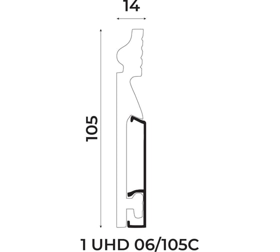 Плинтус UHD POLYMER 1 UHD 06/105C 105x14x2000 Белый под покраску УТ000080887