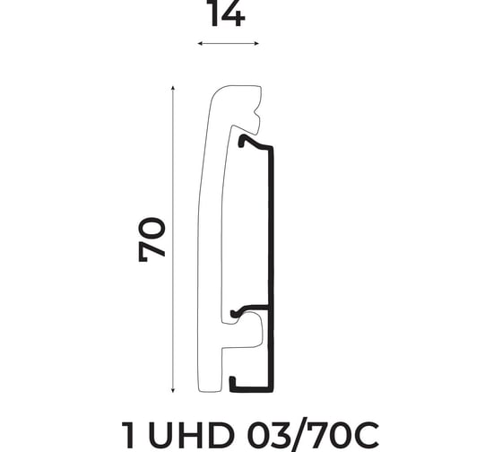 Плинтус UHD POLYMER 1 UHD 03/70C 70x14x2000 Белый под покраску УТ000080885