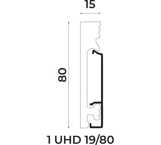 Плинтус UHD POLYMER 1 UHD 19/80С 80x15x2000 Белый под покраску УТ000080889