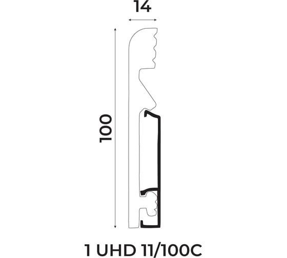 Плинтус UHD POLYMER 1 UHD 11/100C 100x14x2000 Белый под покраску УТ000080888