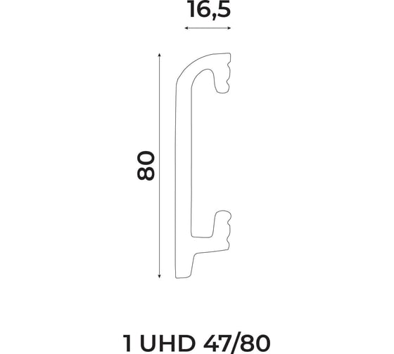 Плинтус UHD POLYMER 1 UHD 47/80 80x16,5x2000 12 Белый под покраску УТ000080893
