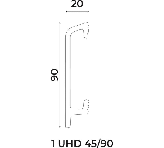 Плинтус UHD POLYMER 1 UHD 45/90 90x20x2000 9 Белый под покраску УТ000080891