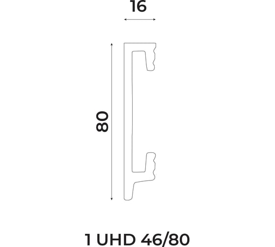 Плинтус UHD POLYMER 1 UHD 46/80 80x16x2000 Белый под покраску УТ000080892