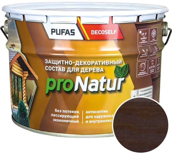 Лессирующий антисептик для дерева Pufas эбеновое дерево Decoself 9л тов-214554 1