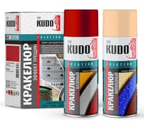 Кракелюр KUDO эффект трещин, набор эмалей, Слоновая кости по красному KU-C106
