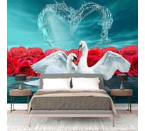 Фотообои ООО Первое ателье Белые лебеди с розами 200x145 см 141421-1-9-52126