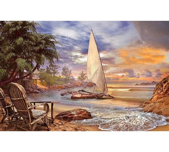 Фотообои ООО Первое ателье Лодка на берегу на закате 200x135 см 28791-1-9-2815 1