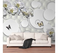 Фотообои ООО Первое ателье цветы Круги с орхидеями и бабочками 200x130 см 97357-1-9-38568