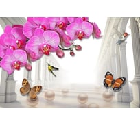 Фотообои ООО Первое ателье 3d цветы Первое ателье Орхидеи на фоне колонн 200x130 см 97366-1-9-38606