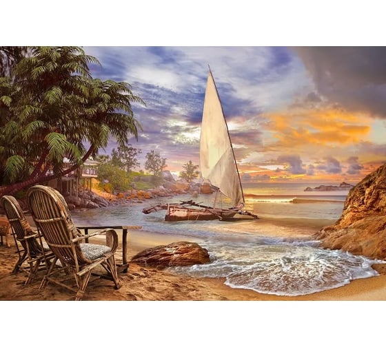 Фотообои ООО Первое ателье Лодка на берегу на закате 300x200 см 28791-1-9-2814 1