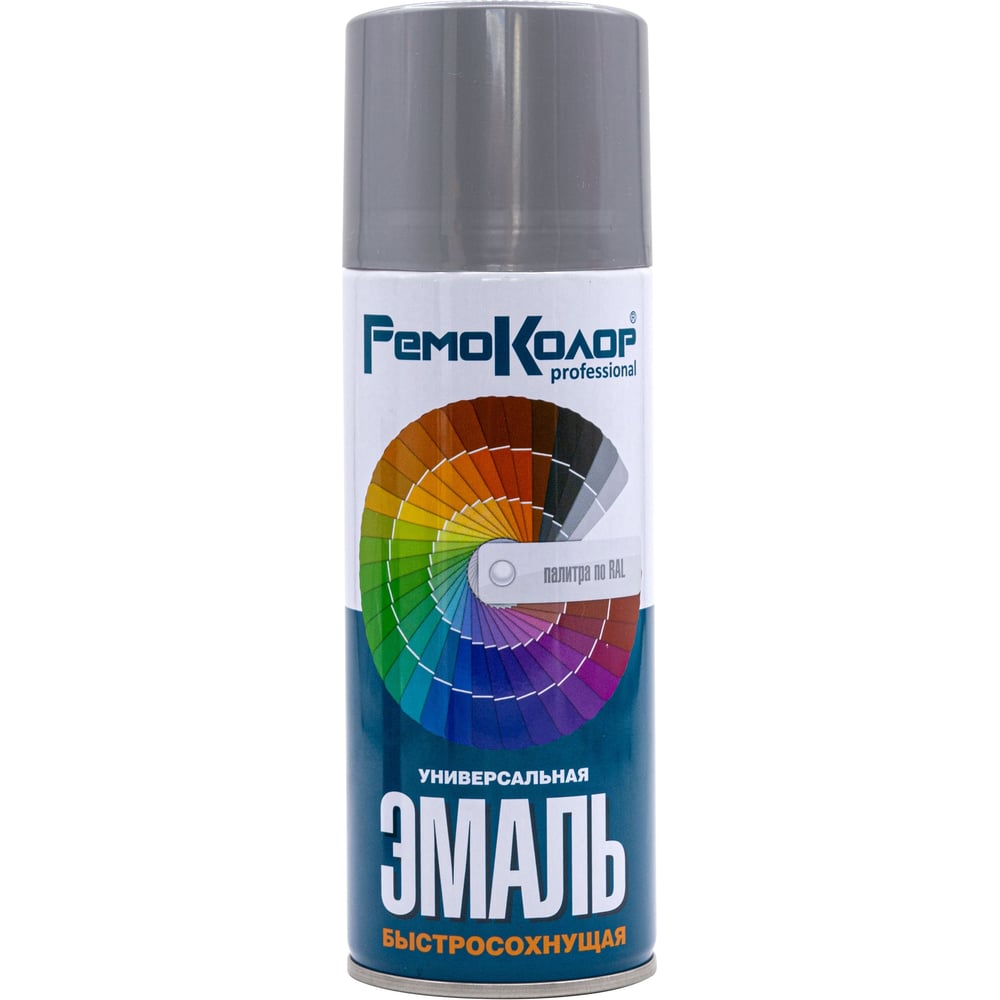 Эмаль универсальная акриловая РемоКолор темно-серая, 520мл 69-9-112 ...