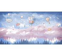 Фотообои ООО Первое ателье лес "Воздушные шарики с дирижаблями над горами" 300x155 см ШхВ 150373-1-9-229553
