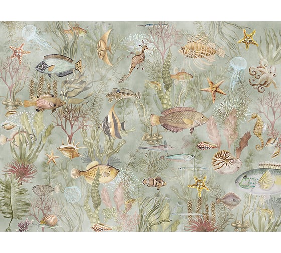 Фотообои ООО Первое ателье "Рыбки среди сказочных водорослей" 300x225 см ШхВ 150371-1-9-229560 1