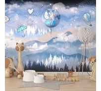 Фотообои ООО Первое ателье лес "Дирижаблики и воздушные шары над горами" 400x210 см ШхВ 150374-1-9-229551