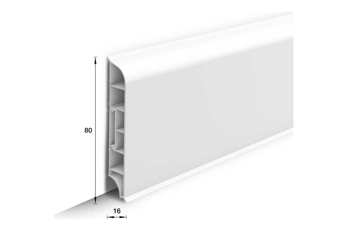 Плинтус напольный округлый Ideal Дюра 80 мм 2,2 м, 001 Белый ИД-ПО80 001 БЕЛ