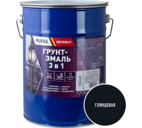 Грунт-эмаль Pufas 3 в 1 быстросохнущая черная глянц. Decoself 5кг тов-206000
