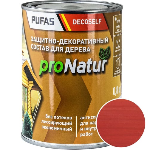 Лессирующий антисептик для дерева Pufas рябина Decoself 0,8л тов-214544 1