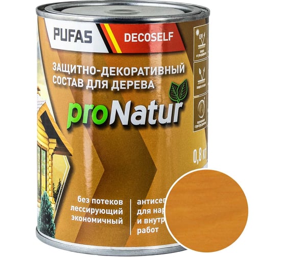 Лессирующий антисептик для дерева Pufas калужица Decoself 0,8л тов-214541