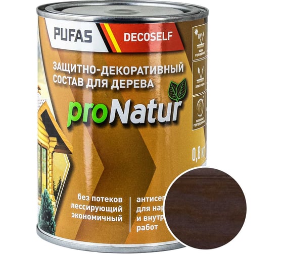 Лессирующий антисептик для дерева Pufas эбеновое дерево Decoself 0,8л тов-214553