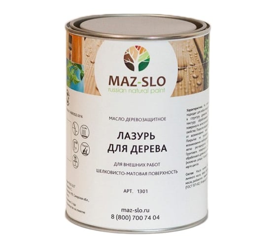 Лазурь для дерева MAZ-SLO цвет Орех, 1 л 8061157 1