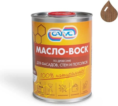 Масло-Воск САГУС для стен (мореный дуб) 0,9 л МВС 1163