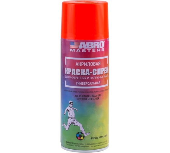 Аэрозольная флуоресцентная краска ABRO INDUSTRIES INC оранжевая, 400 мл SPF-102-AM-R 1